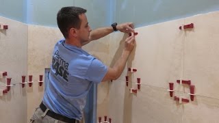 Part quot1quot Travertine Tiles installation on shower walls  step by step  how to with TLOCK™ 🛀🏻 🚿 [upl. by Arahas567]