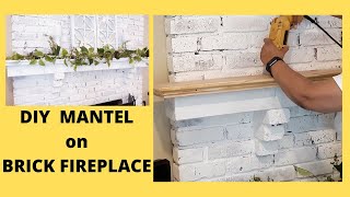 QUICK DIY MANTEL ON BRICK FIREPLACE DIY WOOD MANTEL [upl. by Milly]