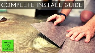 How To Install Glue Down Vinyl Plank Flooring  Bathroom Concrete Floor [upl. by Nylorak217]