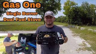 Gas One Single Burner Dual Fuel Stove UnboxingTest Cooking [upl. by Zetrac390]