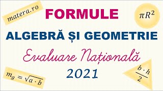 EVALUARE NATIONALA  Formule Algebra si Geometrie Evaluare Nationala Matematica [upl. by Nayrbo]