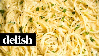 Creamy ThreeCheese Spaghetti  Delish [upl. by Jasisa]