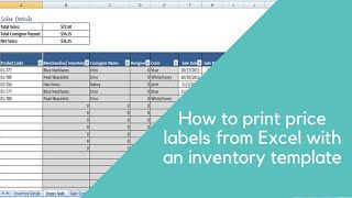 How to Print Price Labels from Excelwith Inventory Template [upl. by Eelirem]