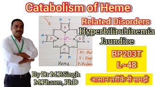 Catabolism of Heme  Hyperbilirubinemia amp Jaundice  Biochemistry  BP203T  L48 [upl. by Gottwald]