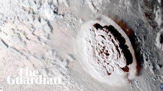 Tonga underwater volcanic eruption creates tsunami waves [upl. by Xymenes]