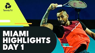 Kyrgios vs Mannarino Kokkinakis Goffin Play  Miami 2022 Day 1 Highlights [upl. by Earb595]