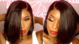 Realistic Beginner Friendly Glueless Lace Wig  No Baby Hair No Glue  My First Wig Bob [upl. by Kirk]