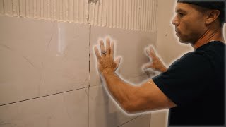 TILE A SHOWER WALLTUTORIAL [upl. by Yrolam]