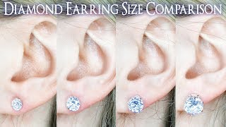 Earring Diamond Size Comparison 1 Carat on the Ear vs 25 to 4 Ct 33 4 5 66 75 8 9 12 [upl. by Jun304]