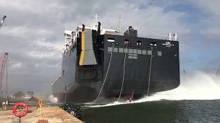 Crowley Launches Second ConRo Ship Taino [upl. by Ydolem]