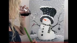 How to Paint the Cutest Snowman 1 with Acrylics  Paint and Sip at Home [upl. by Hale]