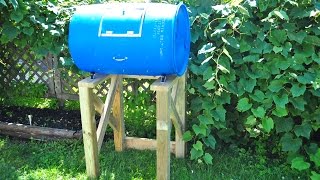 DIY Plastic Barrel Compost Tumbler Tutorial [upl. by Onra]