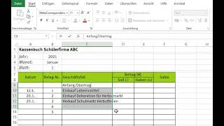 Buchhaltung ganz praktisch Kassenbuch Excel Grundlagen [upl. by Anehs]