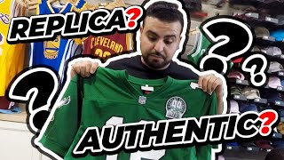 Mitchell and Ness Replica NFL Jersey vs Authentic NFL Jersey Comparison jersey review video [upl. by Llerdnod151]