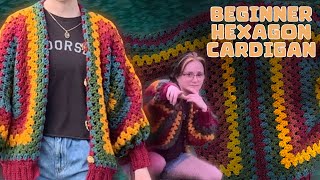 Beginner HEXAGON CARDIGAN TUTORIAL kind of [upl. by Eelyahs]