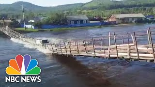 Watch Bridge Collapse Flips Truck Into Flooded Russian River [upl. by Bhayani]