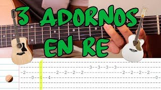 3 Adornos sencillos en Re para Requinto Campirano Sierreño  Guitarra Tutorial [upl. by Noyes]