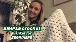 SIMPLE Double Crochet Blanket for Beginners [upl. by Orpha]