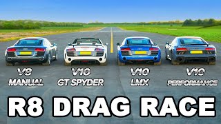 Audi R8 generations 20062019 DRAG RACE [upl. by Elkcim566]