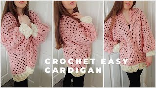 CROCHET PINK HEXAGON CARDIGAN  Crochet Easy Cardigan amp Free Written Pattern [upl. by Apfel67]