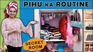 PIHU KA DAILY ROUTINE  Secret Room amp Home Tour  Sunday Routine  Aayu and Pihu Show [upl. by Nauqaj]