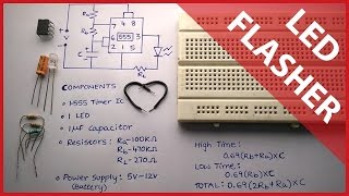 Flashing LED circuit using 555 timer  With theory amp explanation [upl. by Holle]