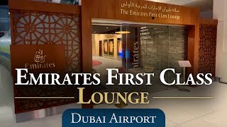 Emirates First Class Lounge Dubai Airport 4K [upl. by Mot659]