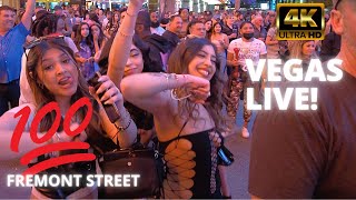 Fremont Street Las Vegas at night 4K [upl. by Ilowell]