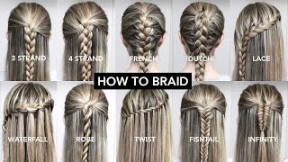 10 Basic Braids For Beginners  Easy DIY Tutorial [upl. by Blanchette]