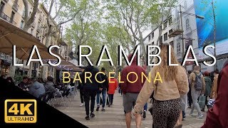 Las Ramblas Barcelona Entire Walk in 4k Spain España Video Tour 4k [upl. by Quinta]