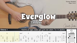 Everglow  Coldplay  Fingerstyle Guitar  TAB  Chords  Lyrics [upl. by Yursa]