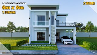 Small House Design  8m x 8m  2 Storey with 3 Bedroom [upl. by Adnic241]