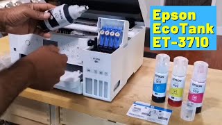 Unboxing the Epson EcoTank ET 3710 AllinOne Printer  Adding the ink for the very first time [upl. by Elinor]