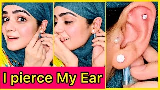 How I Pierced My Tragus and Helix At Home  Dietitian Aqsa [upl. by Sumetra2]