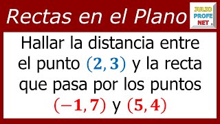 DISTANCIA DE UN PUNTO A UNA RECTA Ejercicio 1 [upl. by Oned]