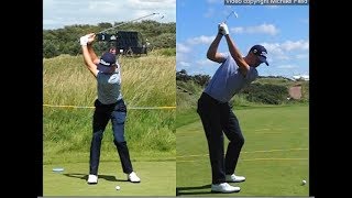 Justin Thomas golf swing  Long Iron faceon amp downtheline July 2017 [upl. by Namia256]