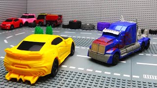 Transformers Bumblebee vs Optimus Prime Animated Film Lego [upl. by Notlew]