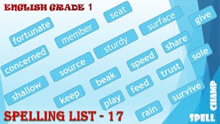 English Grade 1 Spelling List 17 [upl. by Idelia]