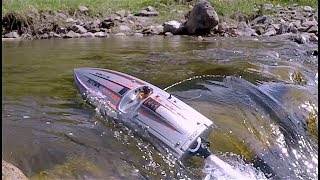 ProBoat JetBoat river surf and crawl Scale Town  RC CWR [upl. by Ahsenot]