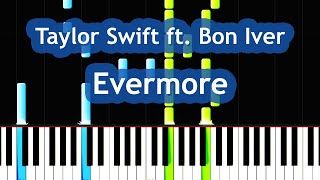 Taylor Swift  Evermore Piano Tutorial [upl. by Eirrem]