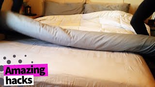 How to Put on a Duvet Cover Hack  The Roll Method [upl. by Malcom2]