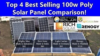 100w Polycrystalline 12v Solar Panel Showdown Renogy vs Rich vs Lightcatcher vs Mightymax [upl. by Amzu]