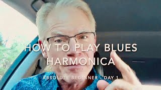 How To Play Blues Harmonica – Absolute Beginner  Day 1 [upl. by Trammel343]