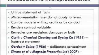 Misrepresentation Lecture 1 of 4 [upl. by Sib]