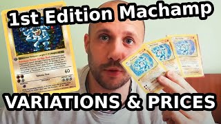 All 6 Base Set 1st Edition Machamp variations Shadowless Holo Cosmos [upl. by Annemarie229]