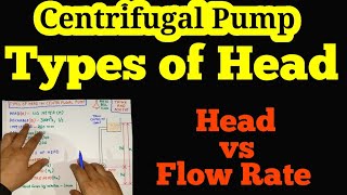 Centrifugal pump head  Types of Head in Centrifugal Pump  Pump Head vs Flow rate [upl. by Norrahs827]