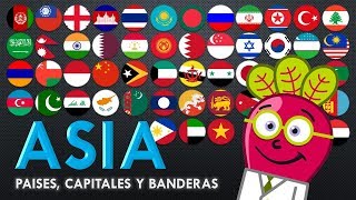 ASIA 🌏 Banderas Paises Capitales del Mundo Mapas [upl. by Aivekahs531]