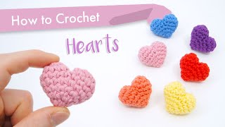 How to Crochet Classic Hearts  Beginner Pattern and Tutorial [upl. by Aynek]