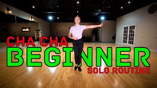 Beginner Cha Cha Solo Practice Routine  Ballroom Dance Tutorial [upl. by Sira842]