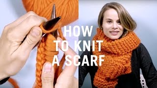 How to Knit a Scarf  Step by Step Tutorial for Beginners [upl. by Einafets]